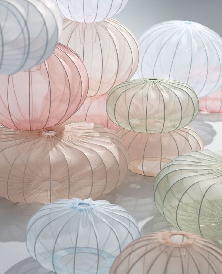 Pastel silk lanterns gathered together