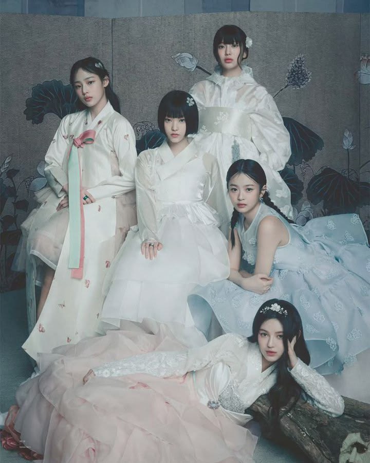 NewJeans wearing Tchai Kim hanbok for a Vogue Korea editorial